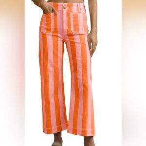 Striped Wide-Leg Pants in Pink & Orange- size 2, never been worn